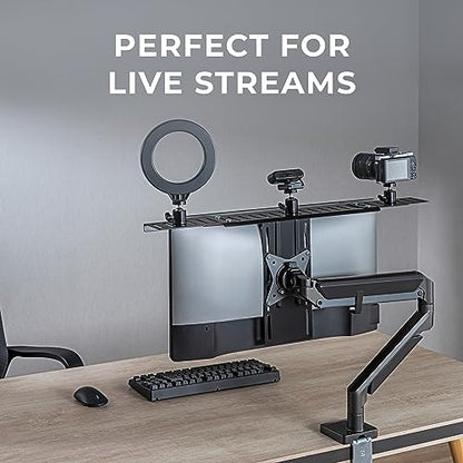 HumanCentric DSLR Monitor Mount Extra Large, Desk Camera Mounting, Light Webcam, Microphone Shelf for Monitor VESA Arm, Replace Clamp Tripods, 100x100mm Patterns, Aluminum, Hardware Included - size: X-Large Shelf