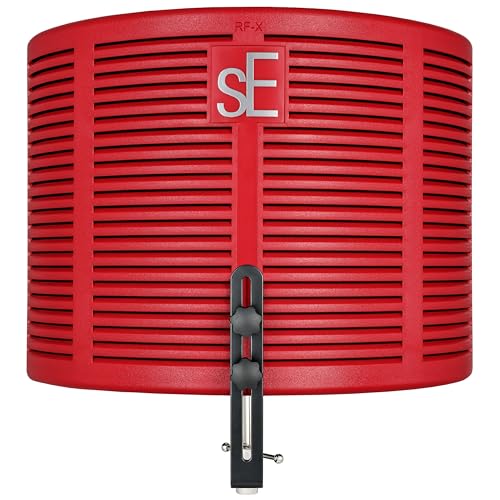SE ELECTRONICS RF-X Reflexion Filter - Portable Microphone Isolation Shield for Recording Music, Podcasts & Voice-Overs - Four-Layer Acoustic Sound Shield for Home Recording Studio Equipment (Red) - color: Red