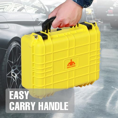 Jack Boss 16x 12.8x 6.8 Inch Hard Case, Portable Weather Waterproof Protective Camera Case with Customizable Foam, Fit Use of Drones, Camera, Equipments, Yellow - color: YELLOW, size: 16x12.8x6.8"