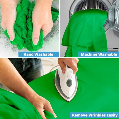 Aimosen 12 X 10 FT Large Green Screen Backdrop for Photography, GreenScreen Background for Zoom Meeting, Polyester Cloth Fabric Curtain, Chromakey Video Photoshoot Studio YouTube Conference Streaming - color: Green