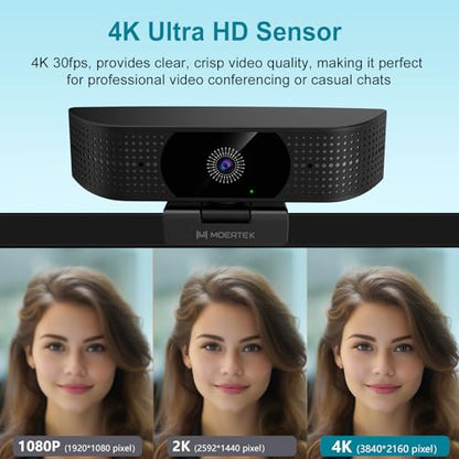 4K Webcam for PC, Ultra HD 4K 12MP Webcam with Dual Noise-Reducing Mics, PDAF Autofocus, Streaming Camera for PC, Mac, Laptop, 81° FOV, Ideal for High-end Business Meeting with Skype, Teams, Zoom - style: 4K Webcam with PDAF Fast Auto Focus