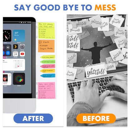 Barelove 2 Pack Computer Monitor Memo Board Document Holders (Left & Right) + Sticky Note, Acrylic Screen Paper Clip Message Pad, Reminder Side Panels Organizer for Students Office Desktop