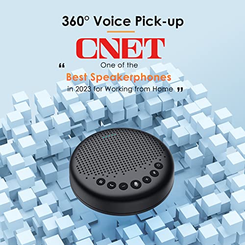 EMEET Conference Speaker and Microphone Luna 360° Voice Pickup w/Noise Reduction/Mute/Indicator USB Bluetooth Speakerphone w/Dongle for 8 People Daisy Chain for 16 Compatible with Leading Software - size: Black Luna for 8