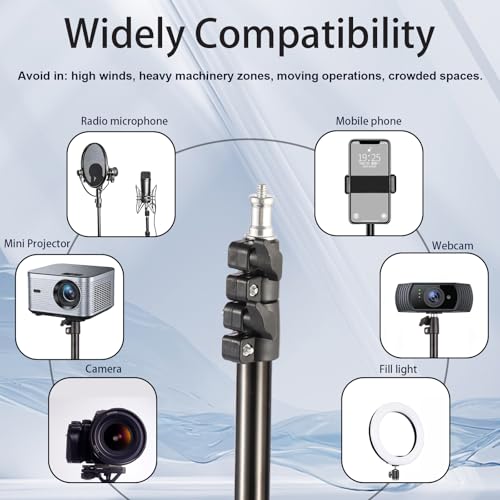 Professional Tripod Stand, Mini Projector Tripod,Adjustable Height Light Stand for Ring Light/Webcam/Mini Projector/Phone, Portable Light Duty Support (Black,22"-63")