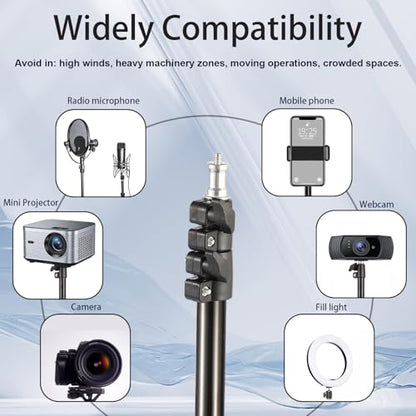Professional Tripod Stand, Mini Projector Tripod,Adjustable Height Light Stand for Ring Light/Webcam/Mini Projector/Phone, Portable Light Duty Support (Black,22"-63")