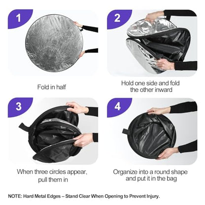 EMART 24'' (60cm) 5 in 1 Photo Collapsible Photography Reflector with Bag - Portable Camera Panel for Studio Video,Outdoor Lighting, Indoor Shooting, Portraint -Translucent, White, Silver, Gold, Black