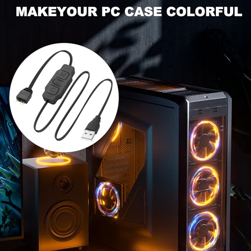 XMSJSIY 5V 3Pin ARGB Controller USB Power Supply RGB PC Fan Controller LED Light Strip Controller Cable for PC LED Stripe Fans Water Cooling Accessories - 2PCS