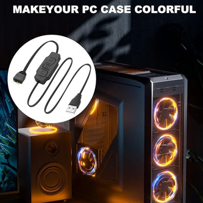 XMSJSIY 5V 3Pin ARGB Controller USB Power Supply RGB PC Fan Controller LED Light Strip Controller Cable for PC LED Stripe Fans Water Cooling Accessories - 2PCS
