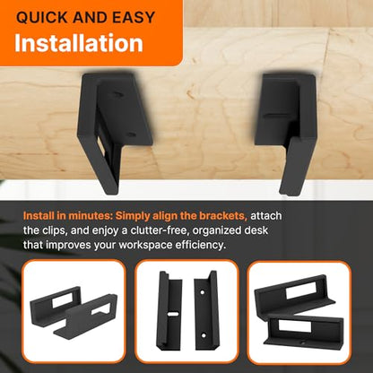 Under Desk Mount Kit for Focusrite Scarlett 2i2 (3rd Gen) – Secure Under Desk Organizer with Reversible ABS Brackets and Clips – Desk Mount Accessories for Sturdy Installation – Black