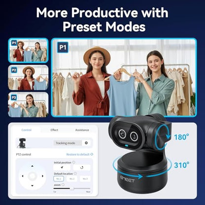 EMEET PIXY Dual-Camera AI-Powered PTZ Camera 4K with Tripod, AI Tracking, PDAF&AI Autofocus 0.2s, 1/2.55'' Sony Sensor, 3 Mics, Presets, 4K Webcam for Streaming, OBS/Twitch/Switch 2 Compatible - style: PIXY Kit Dual-Camera AI PTZ 4K