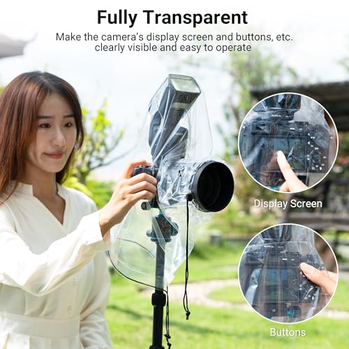 2 Pack Camera Rain Cover with Flash Clear Dust Proof Sleeve Protection for Canon EOS 4000D 1200D 90D 80D 77D 70D 5D 6D 7D Mark II R10 R7 R5 R6 Rp R Rebel T8i T7i T7 T6i SL3 SX70 SX60 HS - color: for Camera w Flash