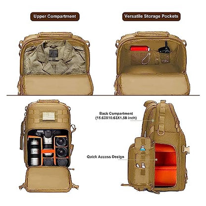 MOSISO Camera Backpack, DSLR/SLR/Mirrorless Tactical Camera Bag Case with Laptop Compartment Compatible with Canon/Nikon/Sony, Khaki - color: Khaki