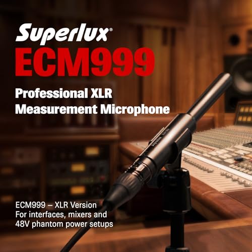 Superlux ECM999 Measurement Microphone, Omnidirectional Condenser Mic - Precision for Room Calibration, Audio Testing & Sound Analysis. Compatible with RTA Systems, Studio Recording (20Hz-20kHz, XLR) - style: XLR