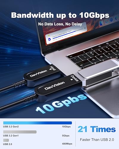 USB 3.2 Extension Cable 50 FT, Fiber Optic USB Cable 10Gbps Male to Female, Ultra Long Distance for Business Solution,Security Surveillance,VR/AR,Video Conference,3D Scanning,Machine Vision - size: 50FT(Male to Female), style: 1 Pack