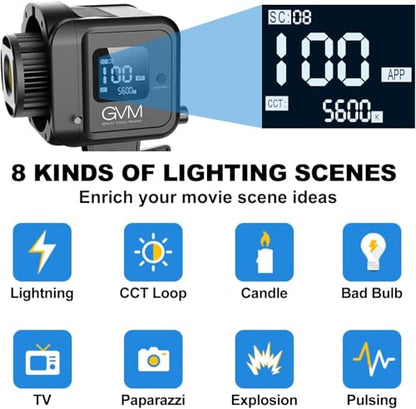GVM 80W Video Light, Continuous Lighting for Photography with Bowens Mount, 5600K, 44100Lux/0.5m Studio Light with APP, CRI 97+ 8 Scene Lights Support AC Adapter & NP Battery - size: 5600K