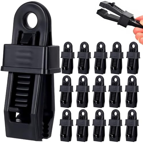 60 Pcs Tarp Clips, Tarp Clamps Heavy Duty Lock Grip for Cover Awnings, Outdoor Camping Tent, Caravan Canopies, Multipurpose Fix Clamp for Tarp & Shade Cloth - color: Black-60pcs