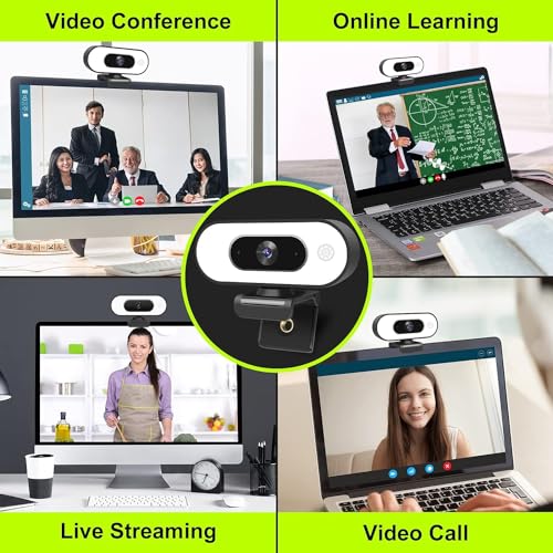 Webcam with Ring Light Microphone - Streaming Web Camera, 1080P Full HD Pro Camera for PC Mac Laptop Desktop, USB Computer Webcam with Privacy Cover and Tripod for Zoom Meeting Skype Teams Twitch - style: Webcam with Light & Cover & Tripod