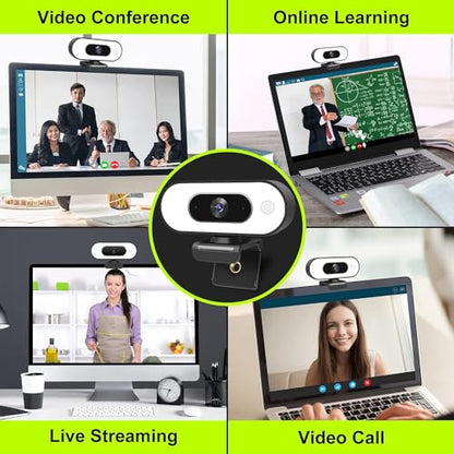 Webcam with Ring Light Microphone - Streaming Web Camera, 1080P Full HD Pro Camera for PC Mac Laptop Desktop, USB Computer Webcam with Privacy Cover and Tripod for Zoom Meeting Skype Teams Twitch - style: Webcam with Light & Cover & Tripod