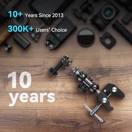 SMALLRIG Super Camera Clamp Mount, Double Ball Head Magic Arm Adapter, Fence/Desk/Tripod Mount for Monitor/Light/Camera, for Insta360, for Gopro - style: Clamp