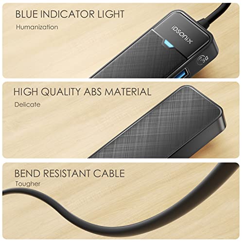iDsonix USB Hub with 6ft Extension Cbale[Charging Not Supported], 4-Port USB 3.0 Splitter Ultra-Slim Extender for Desktop, Laptop, Xbox, Flash Drive, HDD, Console, Printer, PC, Keyboards, Mouse - size: USB-A 6ft