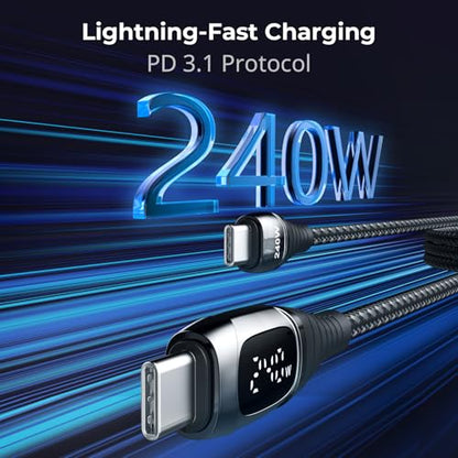 SMALLRIG 240W USB C to USB C Cable (3.28ft), PD 3.1 240W Fast Charging Cable with LED Dislpaly V Mount Battery, for Anker Charger, for iPhone 17, for Samsung S23, for MacBook Pro - style: With Display