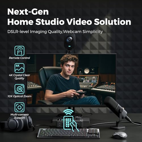NearStream VM20 4K USB Streaming Camera with 40X Hybrid Zoom/8 Noise-Canceling Mics/Remote Control, HDMI/USB/RJ45 Output, Multi-Cam Ready, for Education,Conference,Worship & Live Event, OBS/Zoom,Black