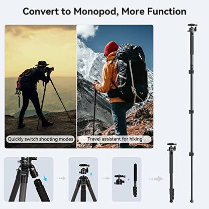 SmallRig AP-10 Carbon Fiber Tripod, 52.4" Lightweight Compact Camera Tripod with Detachable Monopod, 360° Ball Head with Payload 5 kg/11 lb, Quick Release Plate for Canon for Sony, DSLR Camera, Phone - style: 52.4"