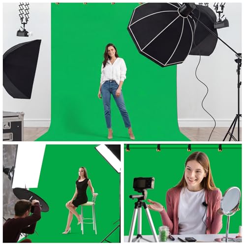 Green Screen Backdrop Kit, 6.5x5 Ft FT T-Shape Stand for Photography | Portable Green Screen Kit,4 Clamps, Carrying Case for Video Recording, Live Streaming, Gaming and Zoom Meetings - size: 6.5ft x 5ft