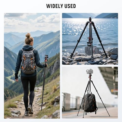 NEEWER Basics 70.9" Camera Tripod Monopod with Center Column & Ball Head, Quick Release Overhead DSLR Cell Phone Holder Stand Compatible with iPhone Travel Video Recording, 17.6 lbs Max Load, TP16 - style: TP16 w/Ball Head