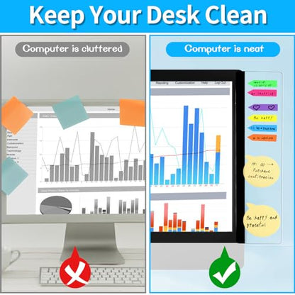 Monitor Memo Board, 4PCS Transparent Computer Monitor Side Panel Creative Desktop Memo Board, Acrylic Desktop Computer Sticky Note Holder for Home Office