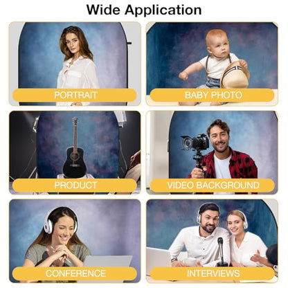 Kate Collapsible Backdrop Pop Up Backdrops Blue Portable Background for Portrait Headshot, Video, Live Stream, 5x6.5ft