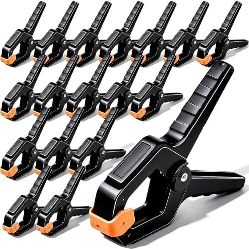 3.5 Inch Multipurpose Spring Clamps Set, 18 Pack Plastic Workholding Clamps for Woodworking, Balloon Arch Clips, Tarp & Backdrop Holder; Heavy Duty, Non-Slip Grip(Orange) - color: Orange, size: 3.5in_18Pack