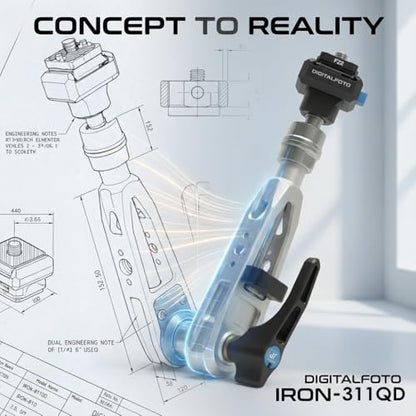 DF DIGITALFOTO 11" Magic Arm with F22 Quick Release, Elegant Strength Magic Arm with 1/4" 3/8" Thread Screw 360° Ball Heads for Monitor,Flash,Light,Camera Cage,Max Load Capacity 5kg (Glacier Silver) - color: Glacier Silver