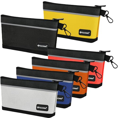 TICONN Tool Pouches with Zipper, 1680D Oxford Small Tool Bags, Waterproof Utility Bag Zipper Pouch for Tool Organizers and Storage (6 Pack Medium) - size: Colored, 6 Pack Medium
