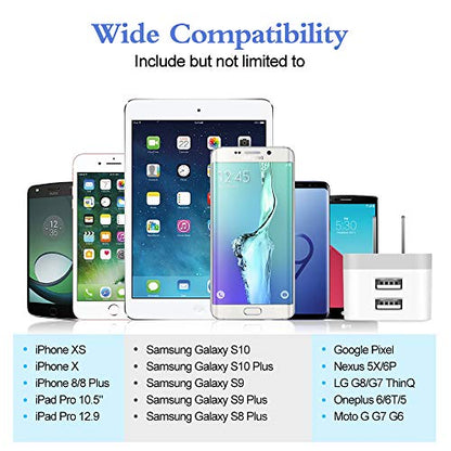 Dual USB Wall Charger, 2Pack 2.4A Double USB Wall Plug iPhone Fast Charger Block Box Brick Adapter for iPhone 17 16 15 14 13 12 Pro Max XS X 8 Plus, Samsung Galaxy S26 S25 S24 A17 A56 A16 A15 Note20 - color: white#