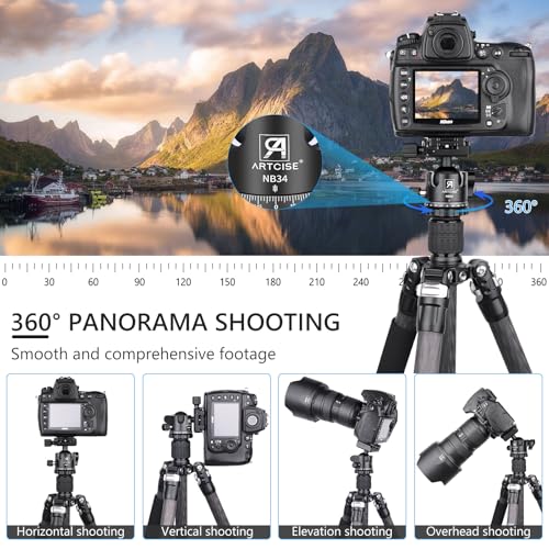 Low Profile Ball Head Heavy Duty Camera Tripod Ball Head 34mm Diameter with Two 1/4" Quick Release Plates for Camera Tripod, Monopod, DSLR,Max Load 33lbs /15kg