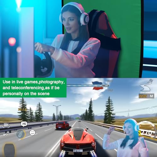 Green Screen Backdrop, 58in Portable Green Screen Chair with Stand Double Sided Foldable Green Background, Chroma Key, for Photography Streaming Gaming Photo Zoom Video Chats and Meeting - color: Green