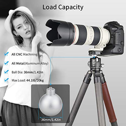 Low Profile Tripod Ball Head-INNOREL N36, Panoramic CNC Metal Camera Tripod Ball Head with Two 1/4" Screw Arca Swiss Quick Release Plates for Tripod,Monopod,DSLR,Camcorder, Max Load 44lbs/20kg - size: N36-Sliver