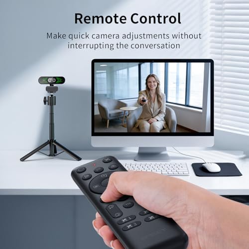 EMEET NOVA 4K Dual-Camera 4K Webcam for PC, Wide-Angle and Telephoto Cameras, Max 11X Hybrid Zoom, PDAF Focus, Remote Control, RGB Lights, Webcam with Microphone for Business or Personal Online Calls - style: 4K Dual-Camera Remote