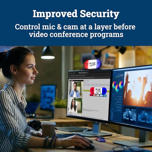 Mute Button USB Microphone, Cam Control Buttons, One-Touch, Mute Button with LED Indicator, PC Mic Mute Switch, Free Software Download for Online Calls/Class/Recording Video