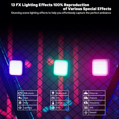 Zeniko VS5 R Mini LED Video Light with Soft Diffuser, Full Color RGB Continuous Light for Photography Vlog Live Streaming,2500K-8500K, CRI 95+ TLCI 96+ APP Control Portable Photography Lighting,Black - color: Black