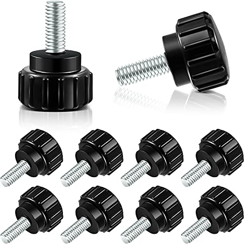 Hotop Threaded Knurled Thumbscrew Monitor Mount Screws on Knobs Monitor Screws Carbon Steel Clamping Knobs Grip Thumb Screw Mounting Thumb Screw, Black(20 Pieces,M4 x 10 mm) - size: M4 x 10 mm