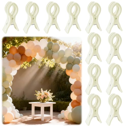 PUGPIU 12 Pack Balloon Arch Clips for Backdrop, 3.5 Inch White Spring Clamp | Plastic Balloon Clips for Arch, Great for Backdrop Stand, Birthday Wedding Decoration, Hang-drying, Beach Towels, Photos - color: White1