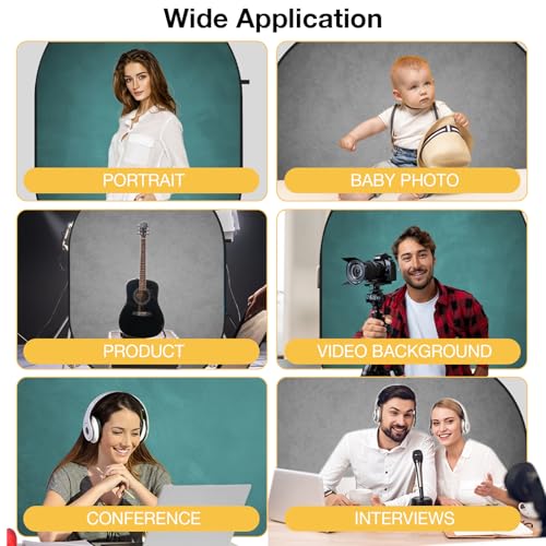 Kate Pop up Backdrop Gray Green Collapsible Backdrops for Photography Studio Portable Backdrop for Headshot, 5x6.5ft