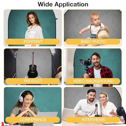 Kate Pop up Backdrop Gray Green Collapsible Backdrops for Photography Studio Portable Backdrop for Headshot, 5x6.5ft