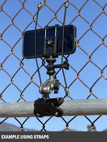 Nakedcellphone Magnetic Fence Post Mount for Gamechanger Cell Phone, iPhone | Also Fits GoPro, Mevo Start - Ideal for Recording Baseball, Softball, Tennis, Pickleball - Wonder Straps Included