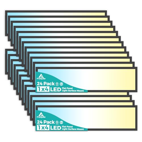 1x4 LED Flat Panel Light Surface Mount 50W 5500LM 24Pack Black | TRIAC Dimmable LED Ceiling Light, Selectable 3000K/4000K/5000K, 120V, for Garage, Kitchen, Office, Commercial Use - color: Black, size: 1x4FT 24PACK