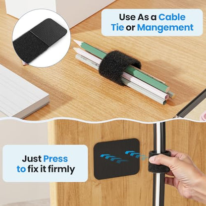 Under Desk Cable Management, 【Holds 15 Cables】【Ultra Adhesion】 Hook and Loop Cable Strap, Adjustable Long Cable Tie, Reusable Cable Clip Hiding, 20 Pairs