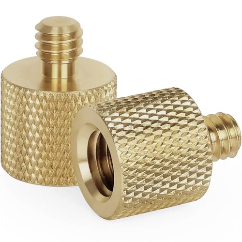 Anwenk Standard 3/8"-16 Female to 1/4"-20 Male Tripod Thread Reducer Screw Adapter (Brass) Precision Made (2 Pack) - color: 1/4" Male to 3/8" Female Screw Brass