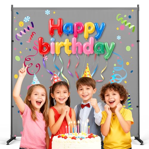 Photography Backgroud/Backdrop –Width Adjustable Thick & Opaque Fabric for Studio, Party, or Video Backdrop– Perfect for Room Divider/Privacy Screen (Gray, 6FT X 6FT) - color: Gray